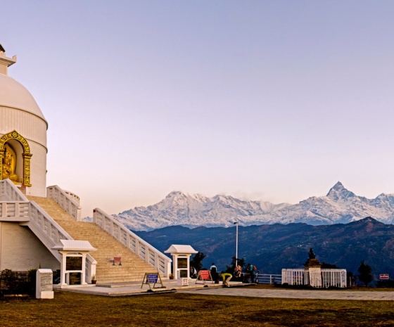 Sunrise view from Kau Danda (1444m): Sightseeing at Pokhara city, later Boating & short hike to World Peace Pagoda: 7-8 hrs (B)