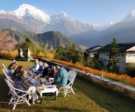 Trek to Dhampus village, a small Gurung Village, approx. 13kms: 4-5 hours walk (1650m altitude) (B, L, D)